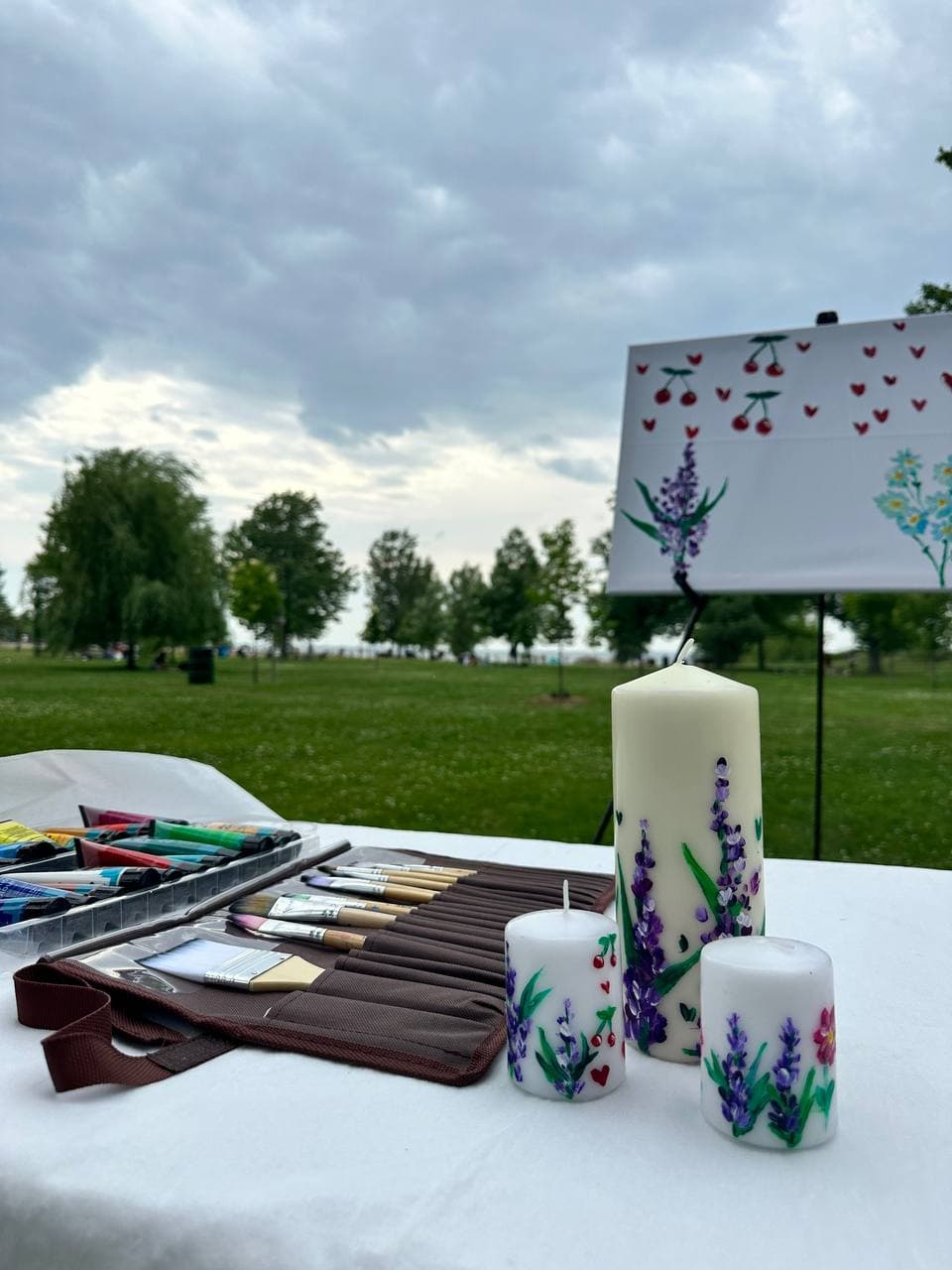 Guests painting candles