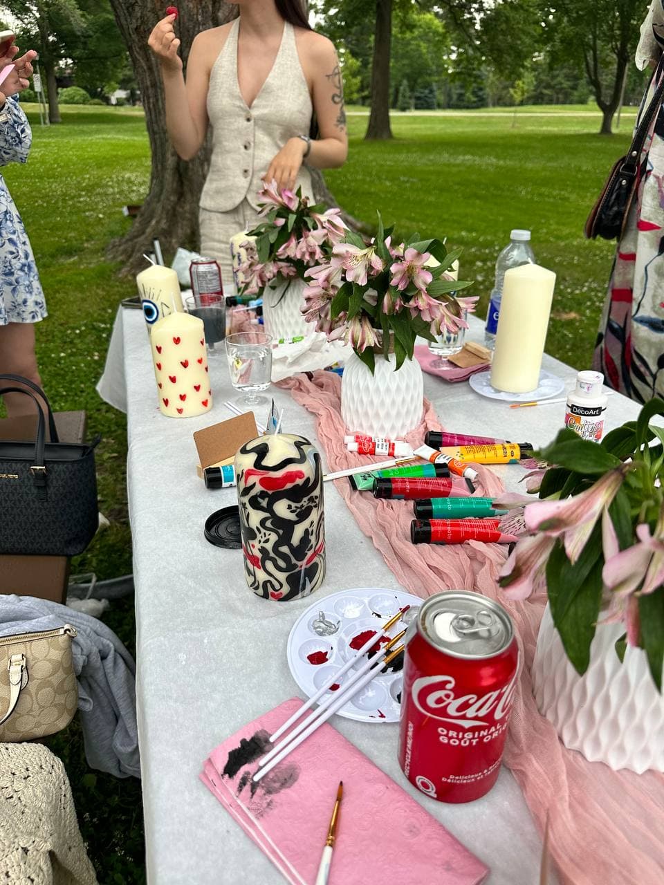 Candle painting workshop setup