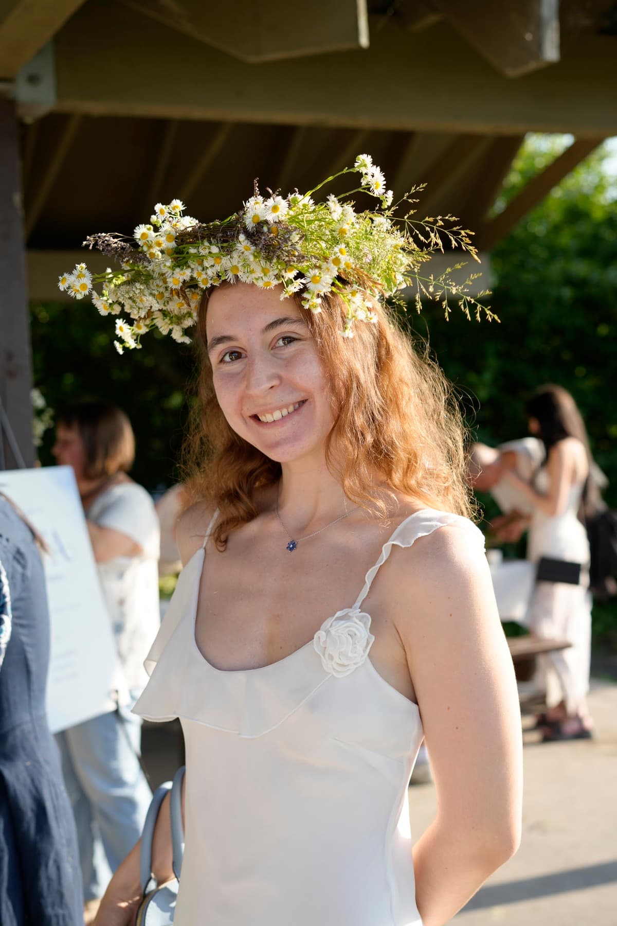 Guest wearing a flower crown